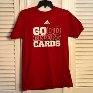 Never worn! “Go Cards”/“Good Report Cards” Louisville adidas T-shirt